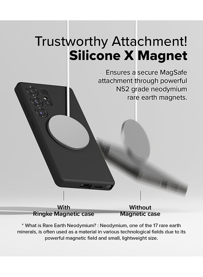 Ringke Silicone Magnetic For Samsung S25 Ultra Case Cover Powerful Magnet Long Lasting Silky Feel Anti-Fingerprint S25 Ultra Back Cover - Black - Image 4