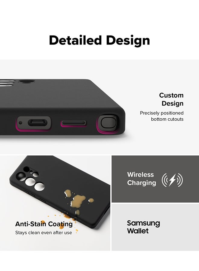 Ringke Silicone Magnetic For Samsung S25 Ultra Case Cover Powerful Magnet Long Lasting Silky Feel Anti-Fingerprint S25 Ultra Back Cover - Black - Image 5