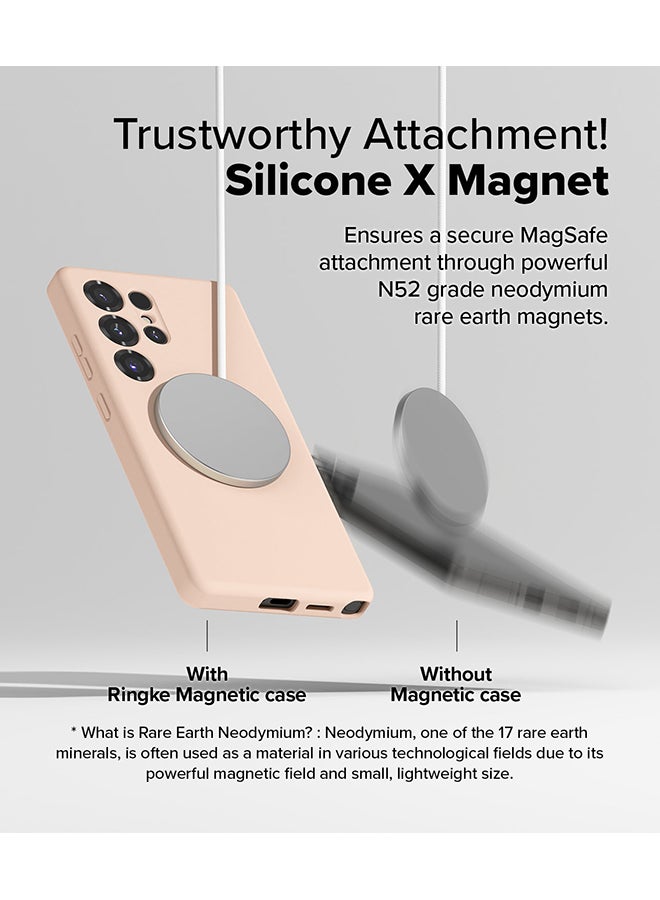 Ringke Silicone Magnetic For Samsung S25 Ultra Case Cover Powerful Magnet Long Lasting Silky Feel Anti-Fingerprint S25 Ultra Back Cover - Pink Sand - Image 4