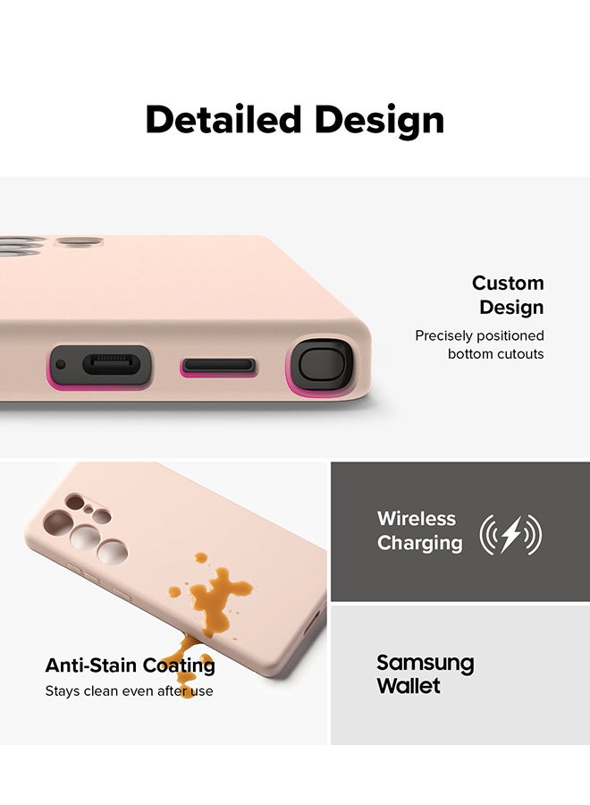 Ringke Silicone Magnetic For Samsung S25 Ultra Case Cover Powerful Magnet Long Lasting Silky Feel Anti-Fingerprint S25 Ultra Back Cover - Pink Sand - Image 5