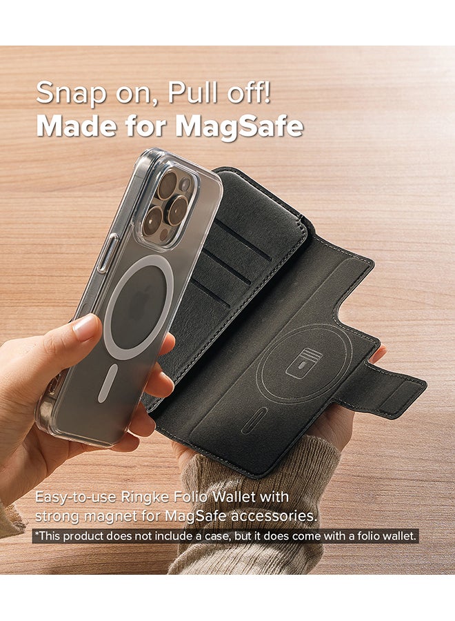 Ringke Folio Wallet Magnetic Case For iPhone 16/15/14/13 Pro And iPhone 16/15/14/13 Case, Detachable Wallet Premium Leather Phone Over For Magsafe Case - Black - Image 5