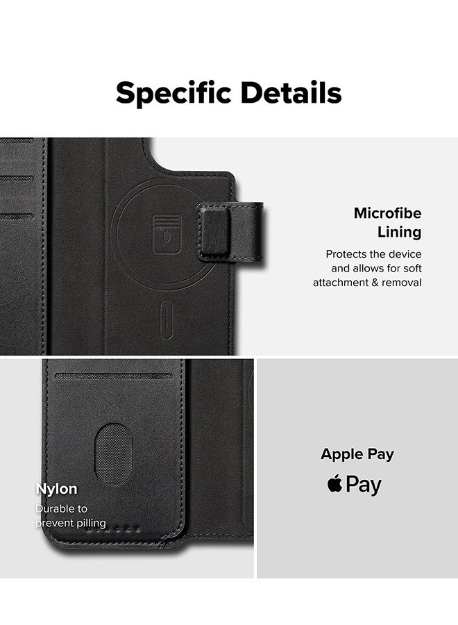 Ringke Folio Wallet Magnetic Case For iPhone 16/15/14/13 Pro And iPhone 16/15/14/13 Case, Detachable Wallet Premium Leather Phone Over For Magsafe Case - Black - Image 3