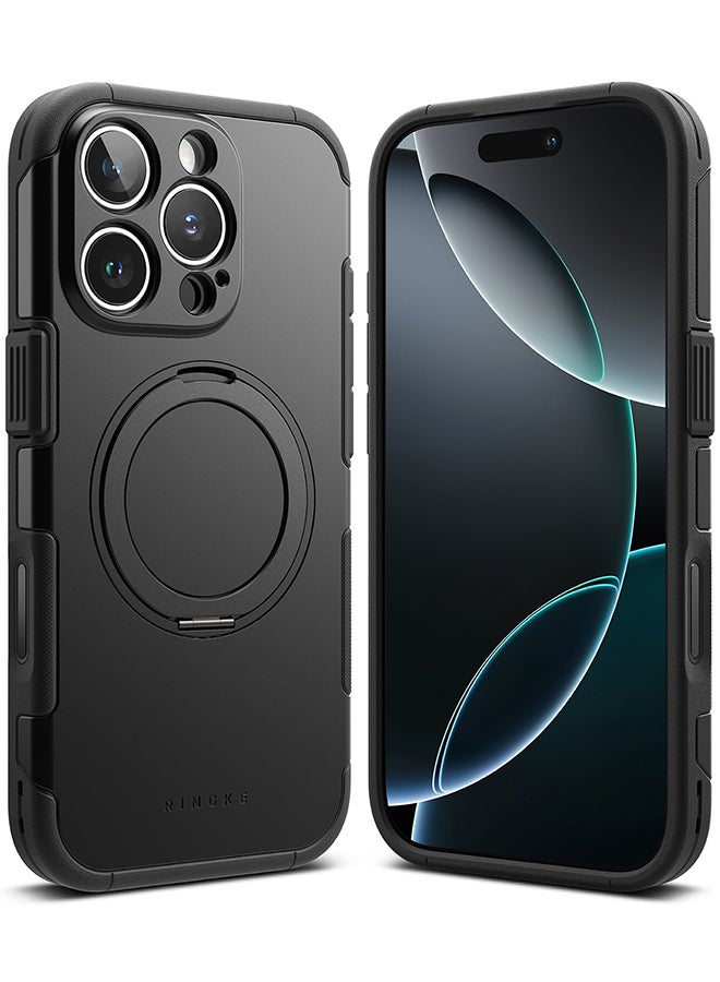 Ringke Alles For iPhone 16 Pro Max Case, For Magsafe Protective Case with Stand Powerful Magnetic Shockproof Phone Case Cover - Black - Image 1