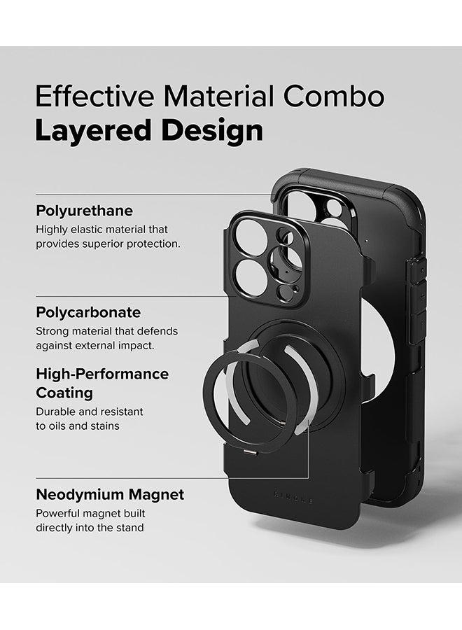 Ringke Alles For iPhone 16 Pro Max Case, For Magsafe Protective Case with Stand Powerful Magnetic Shockproof Phone Case Cover - Black - Image 3