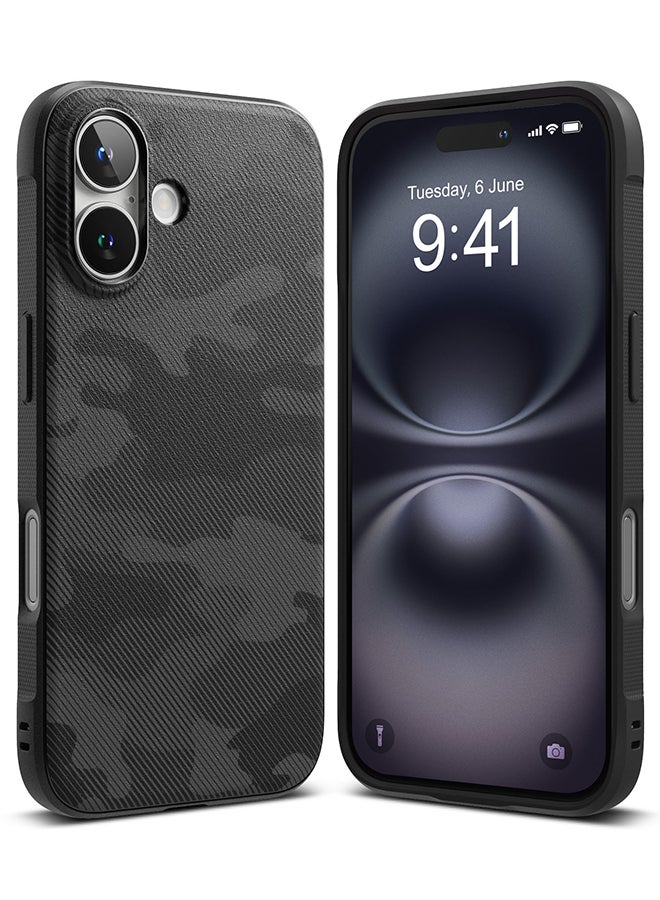 Ringke Onyx For iPhone 16 Case Enhanced Grip Tough Flexible TPU Shockproof Rugged TPU Bumper Drop Protection Phone Cover - Camo Black - Image 1