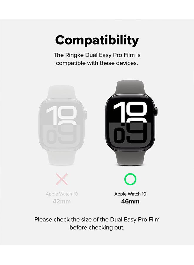 Ringke Dual Easy Pro For Apple Watch Series 10 46mm Screen Protector , Smooth Full Cover Film Easy Application Case Friendly Screen Protector -  Pack of 2 - Clear - Image 2