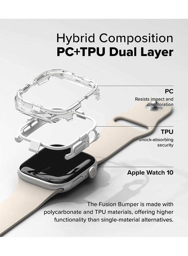 رينجك حماية فوشن لساعة آبل 10 46 مم، إطار حماية مزدوج الطبقات من PC TPU بلون شفاف - - Image 3