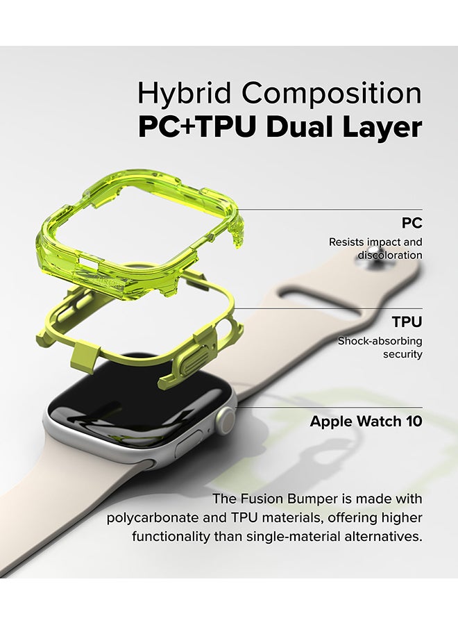 رينجك حافظة فوزيون لساعة آبل 10 46 مم، إطار حماية مزدوج الطبقات من PC TPU بلون شفاف - نيون - Image 3