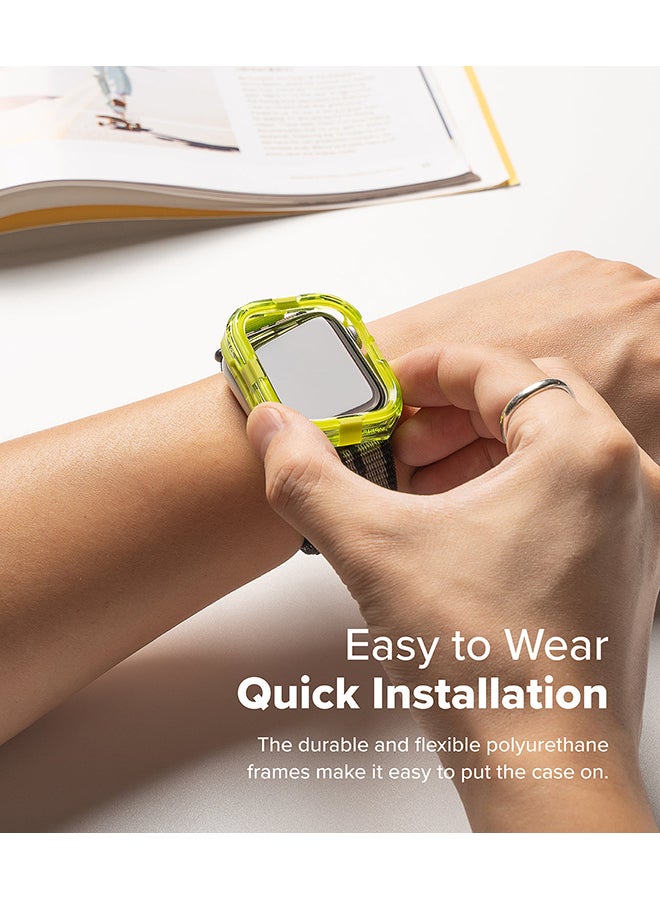 رينجك حافظة فوزيون لساعة آبل 10 46 مم، إطار حماية مزدوج الطبقات من PC TPU بلون شفاف - نيون - Image 5