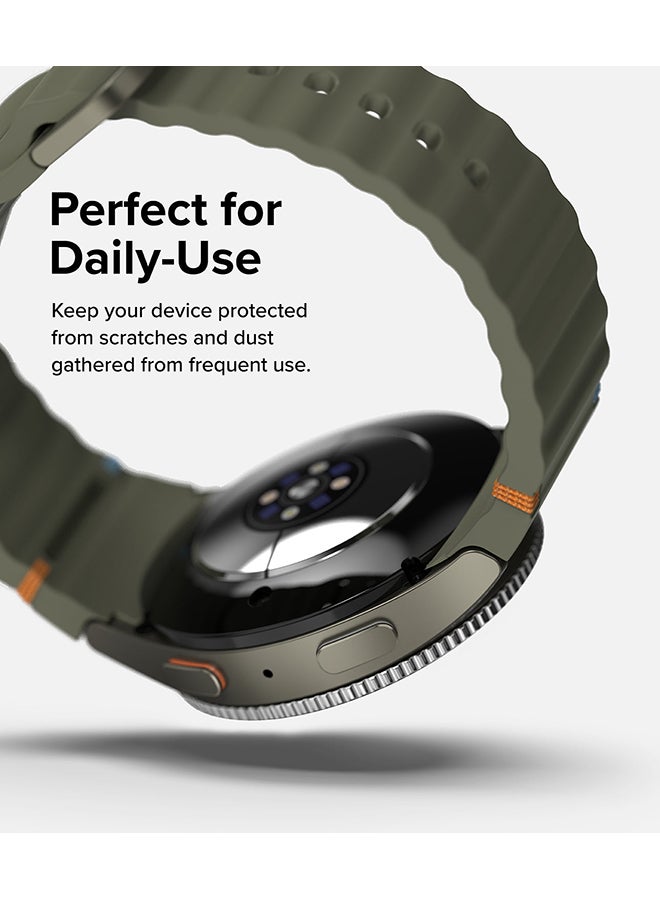 Bezel Styling And Glass Combo For Samsung Galaxy Watch 7 440mm Case, Anti Scratch Protector Adhesive Frame Ring Cover Accessory Full-Coverage Screen Protector- 44-01 - Clear