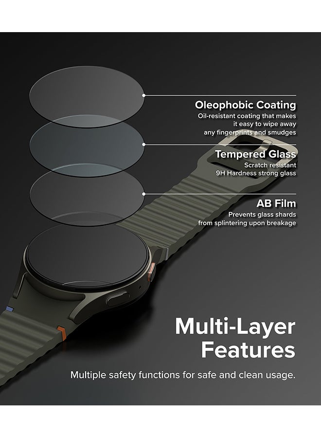 Bezel Styling And Glass Combo For Samsung Galaxy Watch 7 440mm Case, Anti Scratch Protector Adhesive Frame Ring Cover Accessory Full-Coverage Screen Protector- 44-01 - Clear