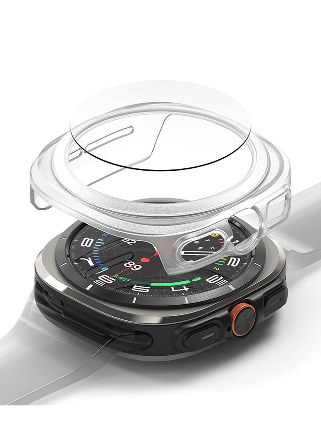 رينجك Slim Extend And Glass Combo For Samsung Galaxy Watch Ultra Case, Anti Scratch Protector Adhesive Frame Ring Cover Accessory Full-Coverage Screen Protector Alpine clear - Image 1