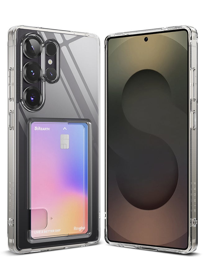 Ringke Fusion Card For Samsung Galaxy S25 Ultra Case Back Cover Transparent Hard Back Flexible TPU Bumper with Built-in Slim Card Holder Wallet - Clear  - Image 1