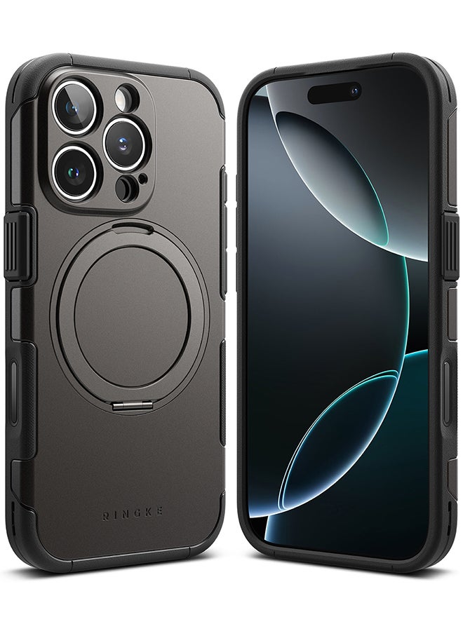 Ringke Alles For iPhone 16 Pro Case For Magsafe Protective Case with Stand Powerful Magnetic Shockproof Phone Case Cover - Gun Metal - Image 1