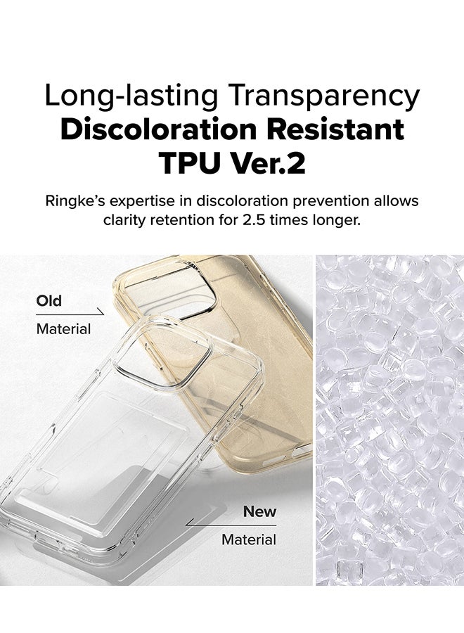 Ringke - Fusion Card For iPhone 16 Pro Max Case Back Cover Transparent Hard Back Soft Flexible TPU Bumper with Built-in Slim Card Holder Wallet - Clear Clear - Image 1