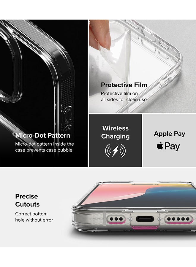 Ringke - Fusion Card For iPhone 16 Pro Max Case Back Cover Transparent Hard Back Soft Flexible TPU Bumper with Built-in Slim Card Holder Wallet - Clear Clear - Image 1
