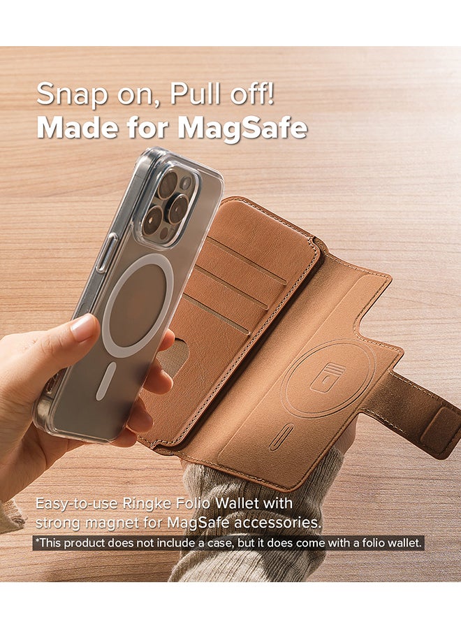 Ringke - Folio Wallet Magnetic for iPhone 16/15/14/13 Pro Max And iPhone 16/15/14 Plus Case, Detachable Wallet Premium Leather Phone Cover for Magsafe Case - Brown Brown - Image 1