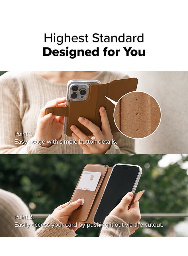 Ringke - Folio Wallet Magnetic for iPhone 16/15/14/13 Pro Max And iPhone 16/15/14 Plus Case, Detachable Wallet Premium Leather Phone Cover for Magsafe Case - Brown Brown - Image 1
