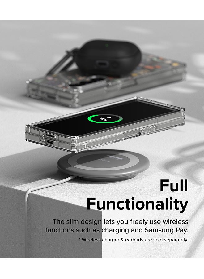 رينجك - Fusion Design For Samsung Galaxy Z Fold 6 Case Cover Transparent PC Back  Soft Flexible TPU Bumper  Back Phone Cover - Dry Flowers - Image 1
