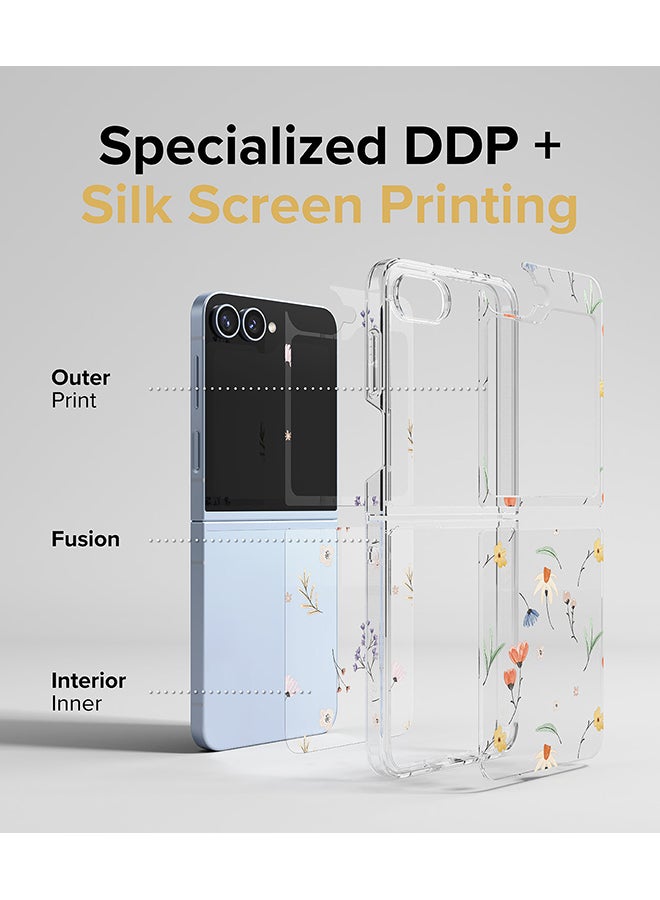 Ringke Fusion Design For Samsung Galaxy Z Flip 6 Case Cover Transparent PC Back  Soft Flexible TPU Bumper  Back Phone Cover - Dry Flowers - Image 3