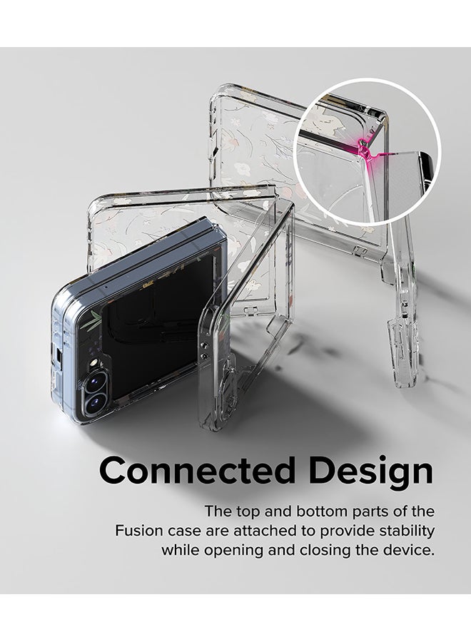 Ringke Fusion Design For Samsung Galaxy Z Flip 6 Case Cover Transparent PC Back  Soft Flexible TPU Bumper  Back Phone Cover - Dry Flowers - Image 5