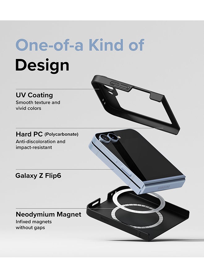 Ringke Slim Magnetic for Galaxy Z Flip 6 Case, Compatible with MagSafe, Solid Sleek Protective Transparent Back Phone Cover - Black - Image 3
