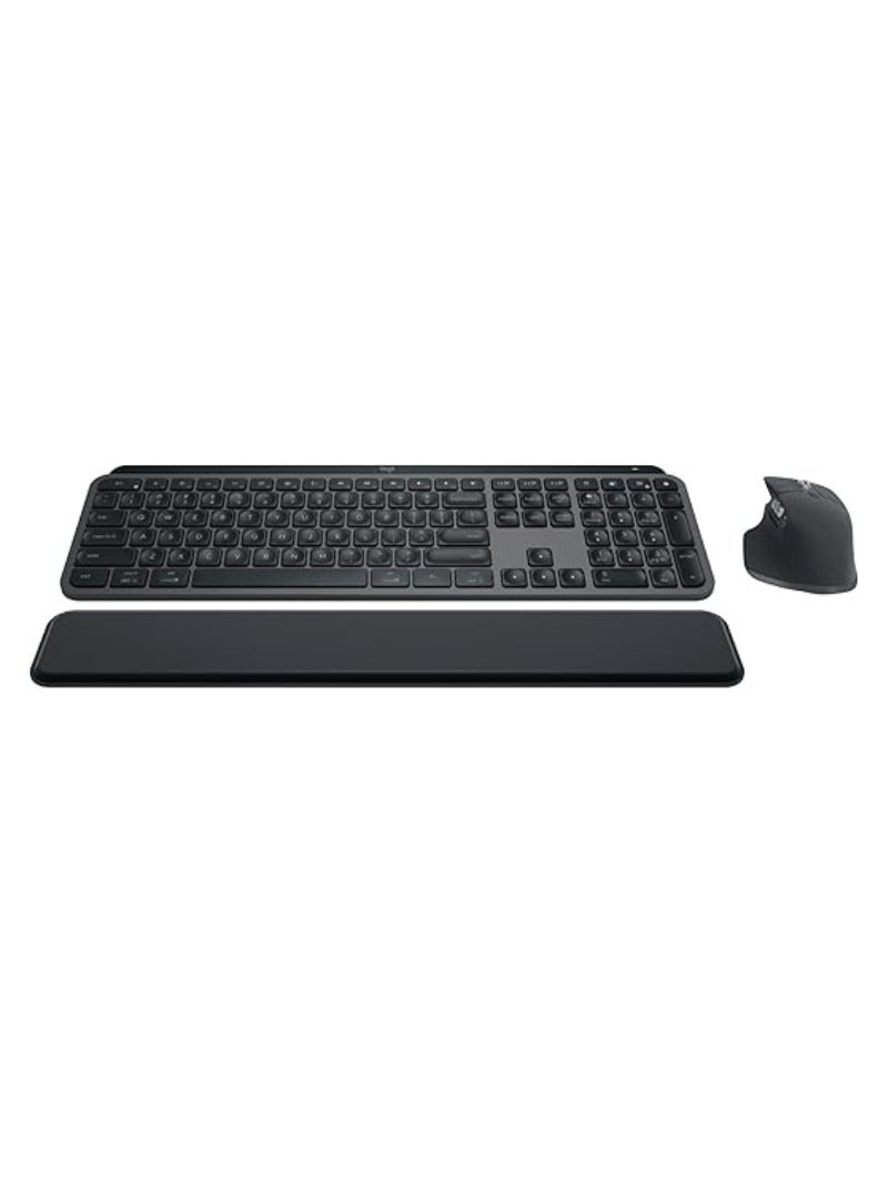 Logitech MX Keys S Combo - Performance Wireless Keyboard and Mouse with Palm Rest, Customizable Illumination, Fast Scrolling, Bluetooth, USB C, for Windows, Linux, Chrome, Mac - Graphite, US ENG  Layout Graphite  - Image 1