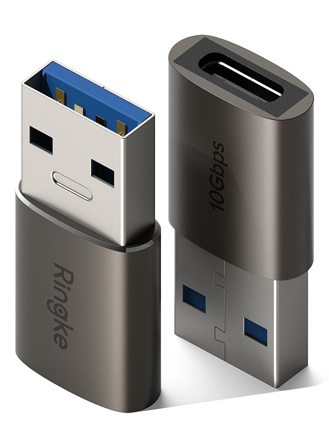 Ringke USB 3 C Female to USB A Male Adapter for High Speed Data Transfer, USB C to USB OTG Charger Converter - Pack of 2 - Grey - Image 1