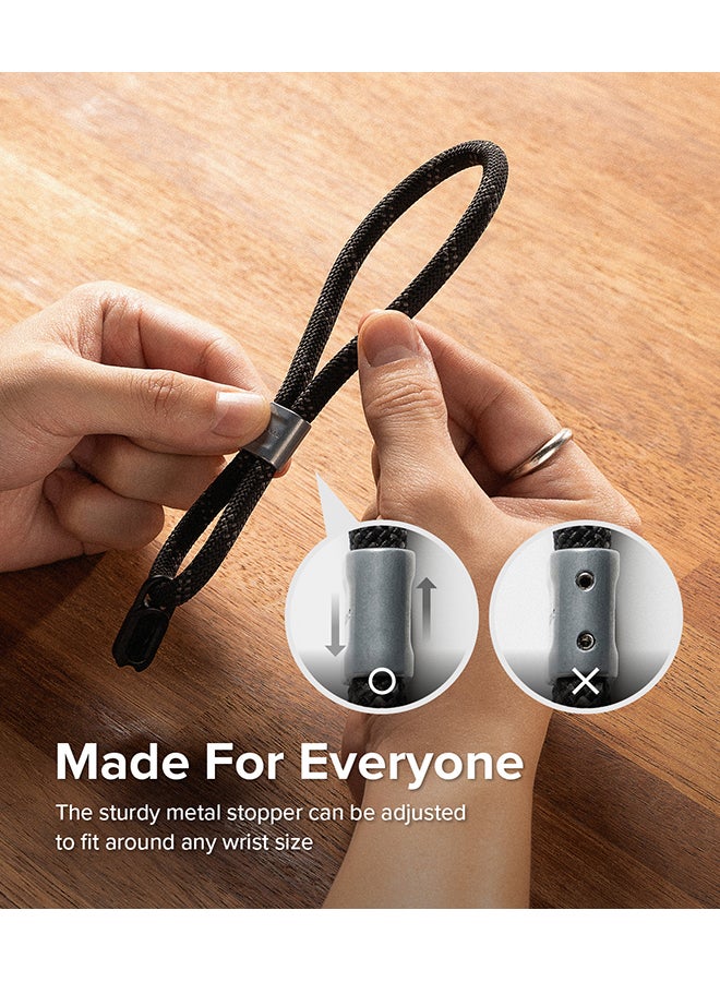Ringke Rope Hand Strap, Adjustable Phone Wrist Strap, Universal Multifunctional Camera Lanyard Wristlet Designed for Phone Cases, Earbuds, Cameras, Car Keys - Black - Image 3