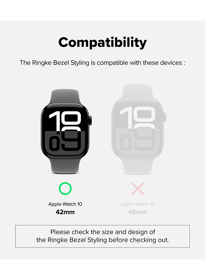 رينجك Bezel Styling For Apple Watch 10 42mm Case, Stylish Stainless Steel Frame, Anti Scratch Protector Adhesive Lightweight Cover Accessory - 42-01 - Clear - Image 2