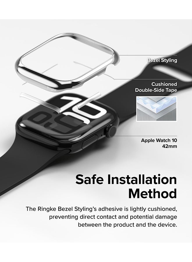 رينجك Bezel Styling For Apple Watch 10 42mm Case, Stylish Stainless Steel Frame, Anti Scratch Protector Adhesive Lightweight Cover Accessory - 42-01 - Clear - Image 3