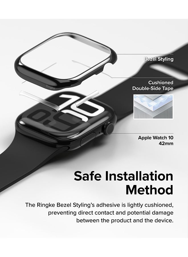 رينجك Bezel Styling For Apple Watch 10 42mm Case, Stylish Stainless Steel Frame, Anti Scratch Protector Adhesive Lightweight Cover Accessory - 42-03 - Black - Image 3