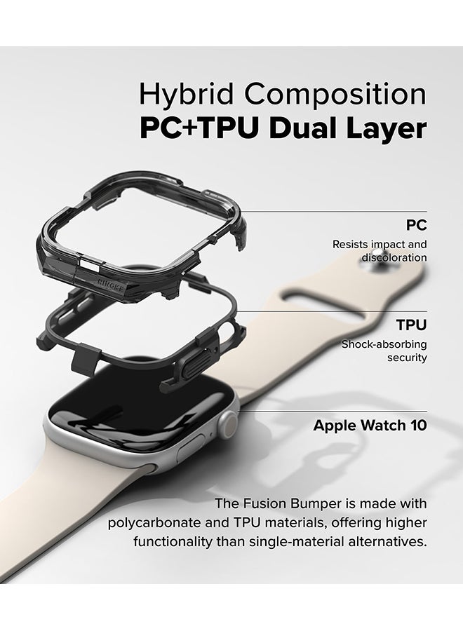 Ringke Fusion Bumper For Apple Watch 10 42mm Case, Frame Bumper Protection Double Layered PC TPU Transparent Color Watch Case - Black - Image 3