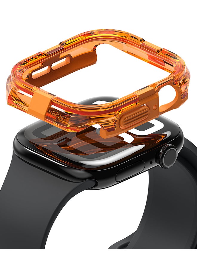 رينجك Fusion Bumper For Apple Watch 10 46mm Case, Frame Bumper Protection Double Layered PC TPU Transparent Color Watch Case - Neon Orange - Image 1