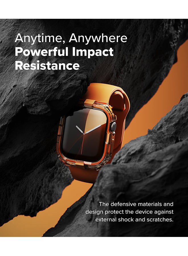 رينجك Fusion Bumper For Apple Watch 10 46mm Case, Frame Bumper Protection Double Layered PC TPU Transparent Color Watch Case - Neon Orange - Image 4