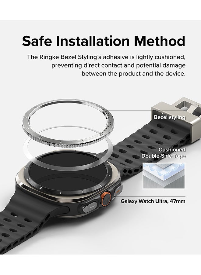 Ringke Bezel Styling And Glass Combo For Samsung Galaxy Watch Ultra Case, Anti Scratch Protector Adhesive Frame Ring Cover Accessory Full-Coverage Screen Protector- 47-01 - Clear - Image 3