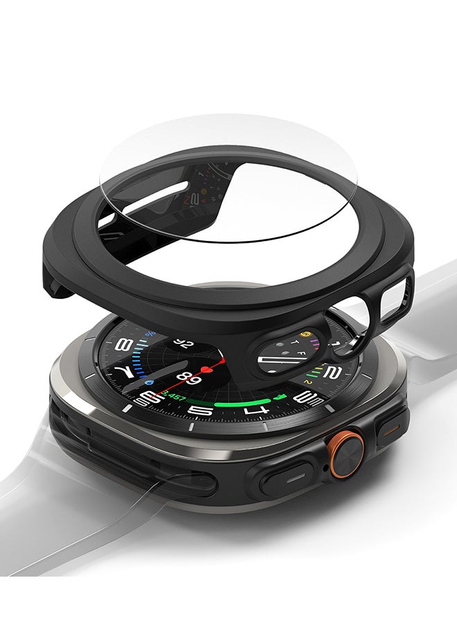 رينجك Slim Extend And Glass Combo For Samsung Galaxy Watch Ultra Case, Anti Scratch Protector Adhesive Frame Ring Cover Accessory Full-Coverage Screen Protector - Matte Black - Image 1