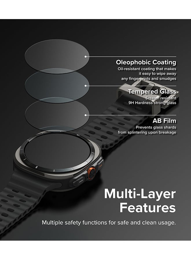 رينجك Slim Extend And Glass Combo For Samsung Galaxy Watch Ultra Case, Anti Scratch Protector Adhesive Frame Ring Cover Accessory Full-Coverage Screen Protector - Matte Black - Image 3