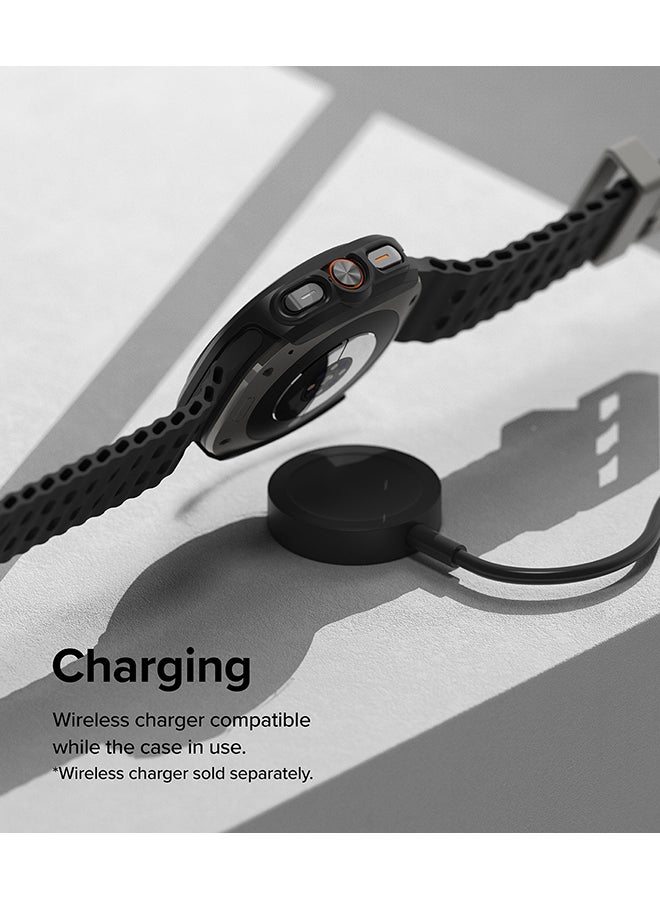 رينجك Slim Extend And Glass Combo For Samsung Galaxy Watch Ultra Case, Anti Scratch Protector Adhesive Frame Ring Cover Accessory Full-Coverage Screen Protector - Matte Black - Image 4