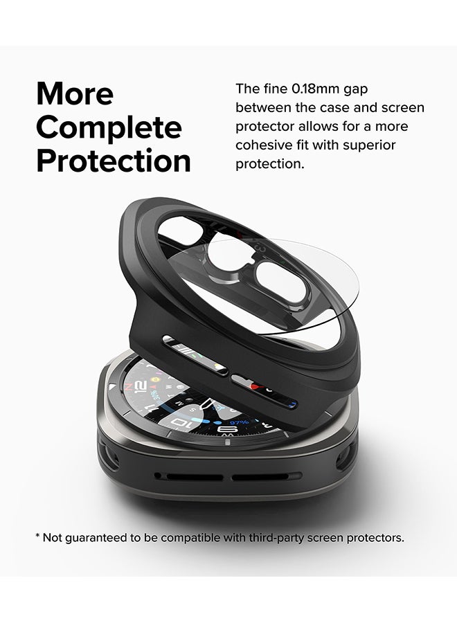 رينجك Slim Extend And Glass Combo For Samsung Galaxy Watch Ultra Case, Anti Scratch Protector Adhesive Frame Ring Cover Accessory Full-Coverage Screen Protector - Matte Black - Image 5
