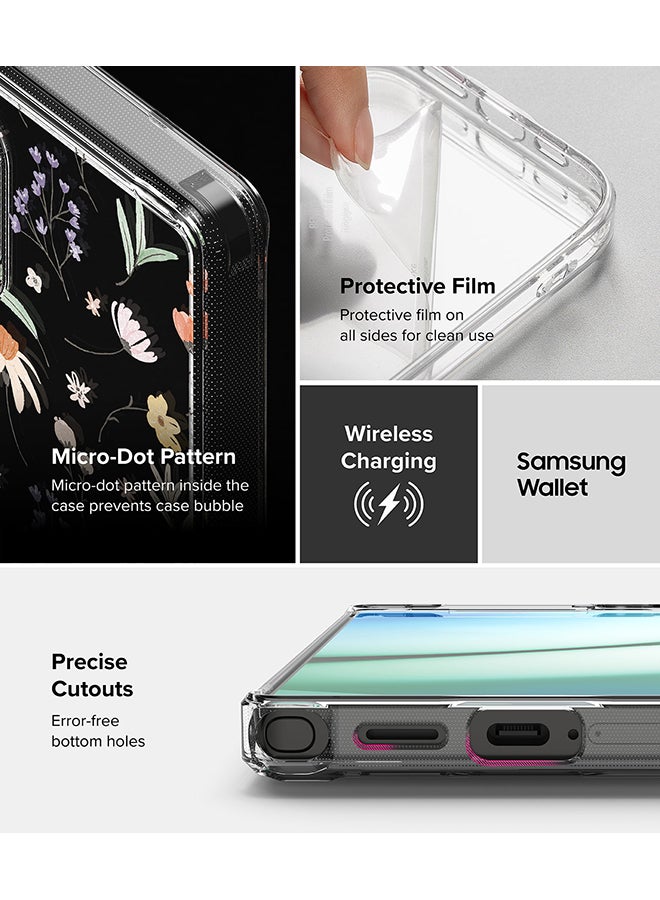 Fusion Design For Samsung Galaxy S25 Ultra Case Cover Transparent PC Back Flexible TPU Bumper Scratch Resistant Shockproof Phone Cover - Dry Flowers