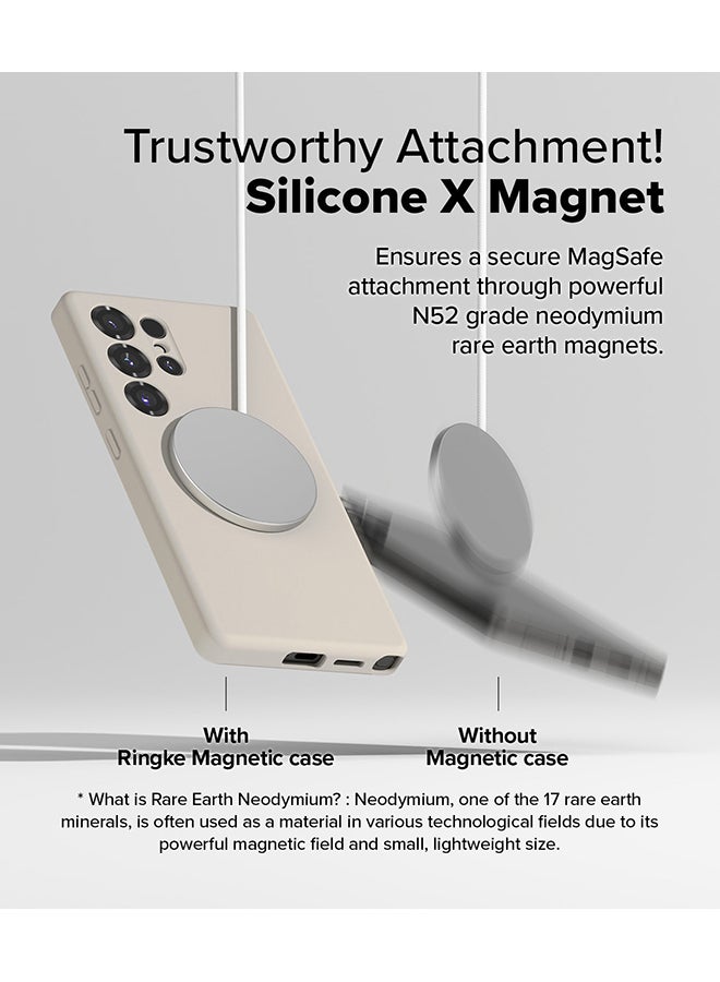 Ringke Silicone Magnetic For Samsung S25 Ultra Case Cover Powerful Magnet Long Lasting Silky Feel Anti-Fingerprint S25 Ultra Back Cover - Stone - Image 4