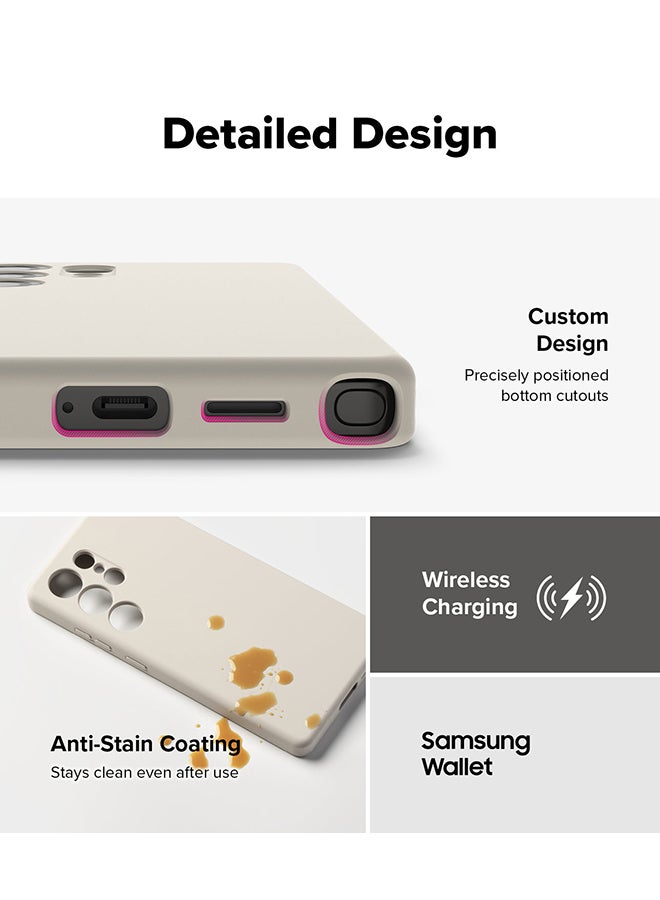 Ringke Silicone Magnetic For Samsung S25 Ultra Case Cover Powerful Magnet Long Lasting Silky Feel Anti-Fingerprint S25 Ultra Back Cover - Stone - Image 5