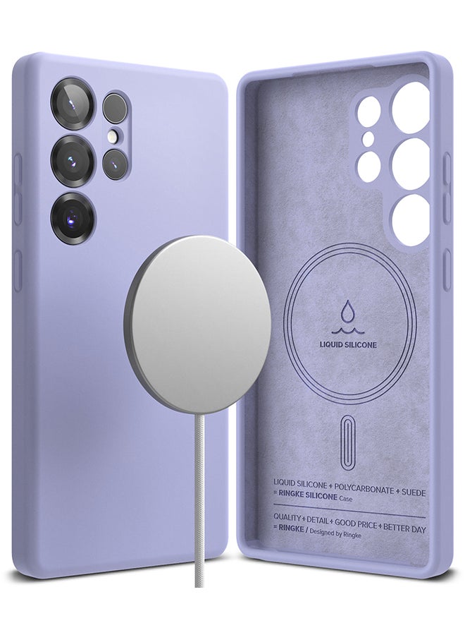 Ringke Silicone Magnetic For Samsung S25 Ultra Case Cover Powerful Magnet Long Lasting Silky Feel Anti-Fingerprint S25 Ultra Back Cover - Lavender - Image 1