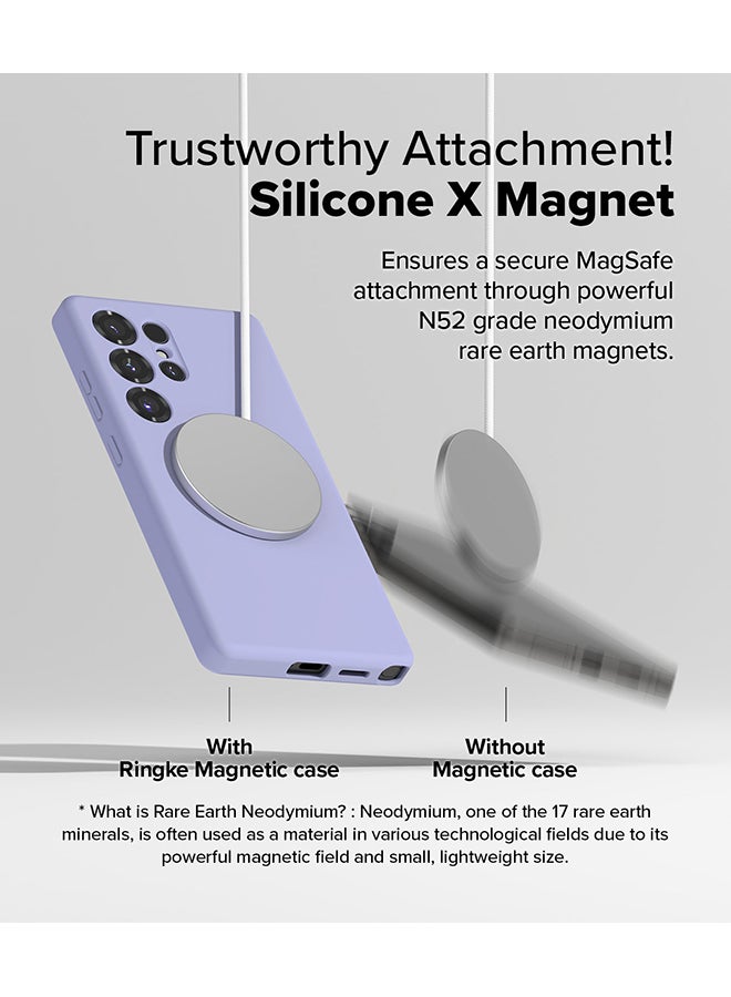 Ringke Silicone Magnetic For Samsung S25 Ultra Case Cover Powerful Magnet Long Lasting Silky Feel Anti-Fingerprint S25 Ultra Back Cover - Lavender - Image 4
