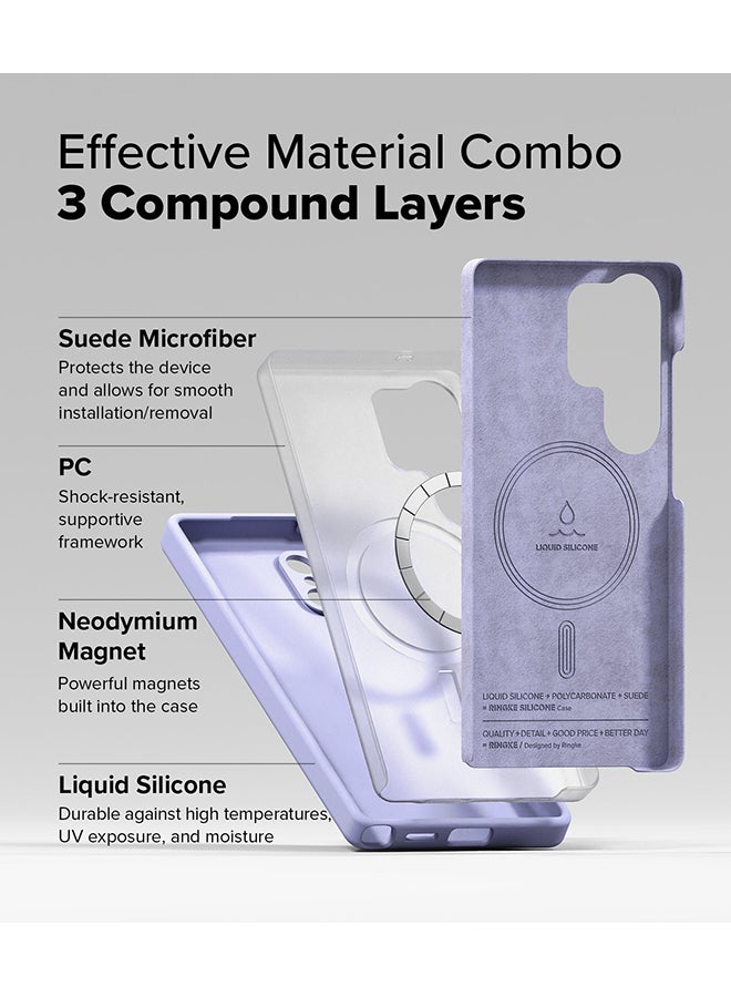 Ringke Silicone Magnetic For Samsung S25 Ultra Case Cover Powerful Magnet Long Lasting Silky Feel Anti-Fingerprint S25 Ultra Back Cover - Lavender - Image 3