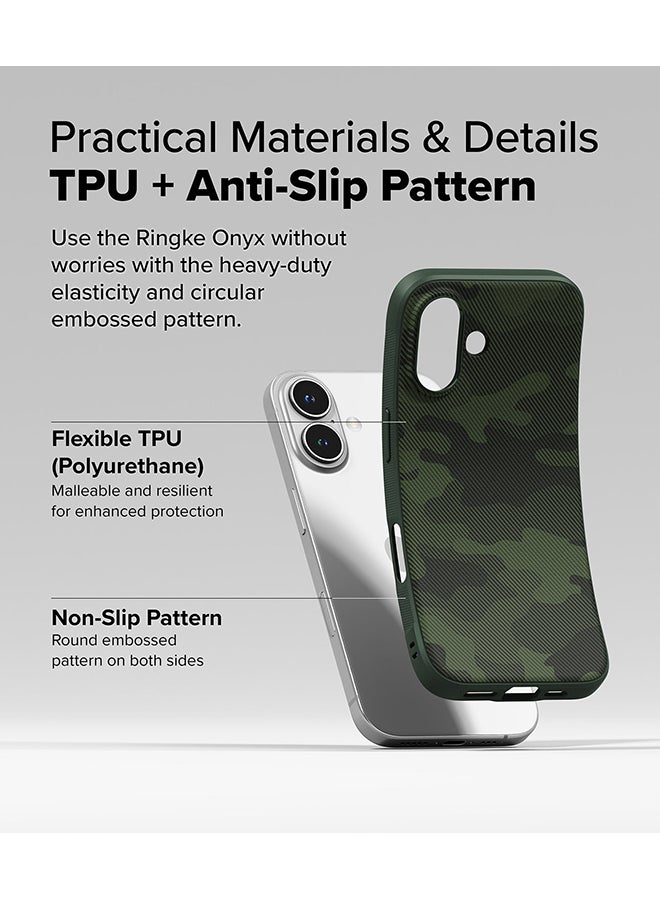 Ringke Onyx For iPhone 16 Plus Case Enhanced Grip Tough Flexible TPU Shockproof Rugged TPU Bumper Drop Protection Phone Cover - Camo Green - Image 3