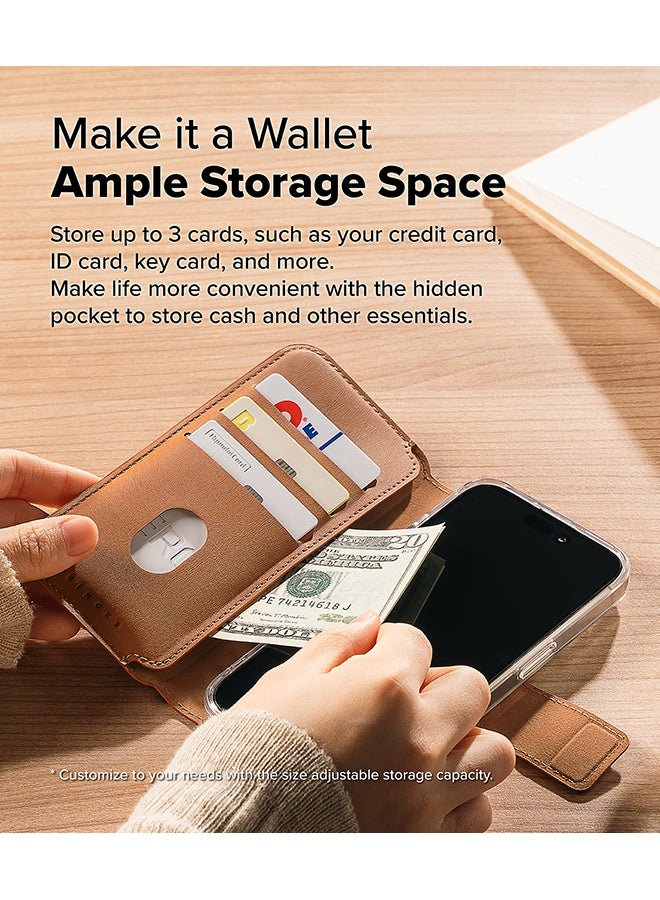 Ringke Folio Wallet Magnetic Case For iPhone 16/15/14/13 Pro And iPhone 16/15/14/13 Case, Detachable Wallet Premium Leather Phone Over For Magsafe Case - Brown - Image 4