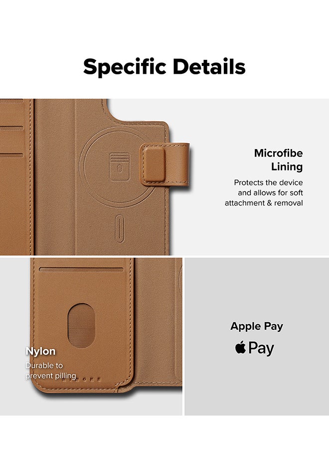 Ringke Folio Wallet Magnetic Case For iPhone 16/15/14/13 Pro And iPhone 16/15/14/13 Case, Detachable Wallet Premium Leather Phone Over For Magsafe Case - Brown - Image 3
