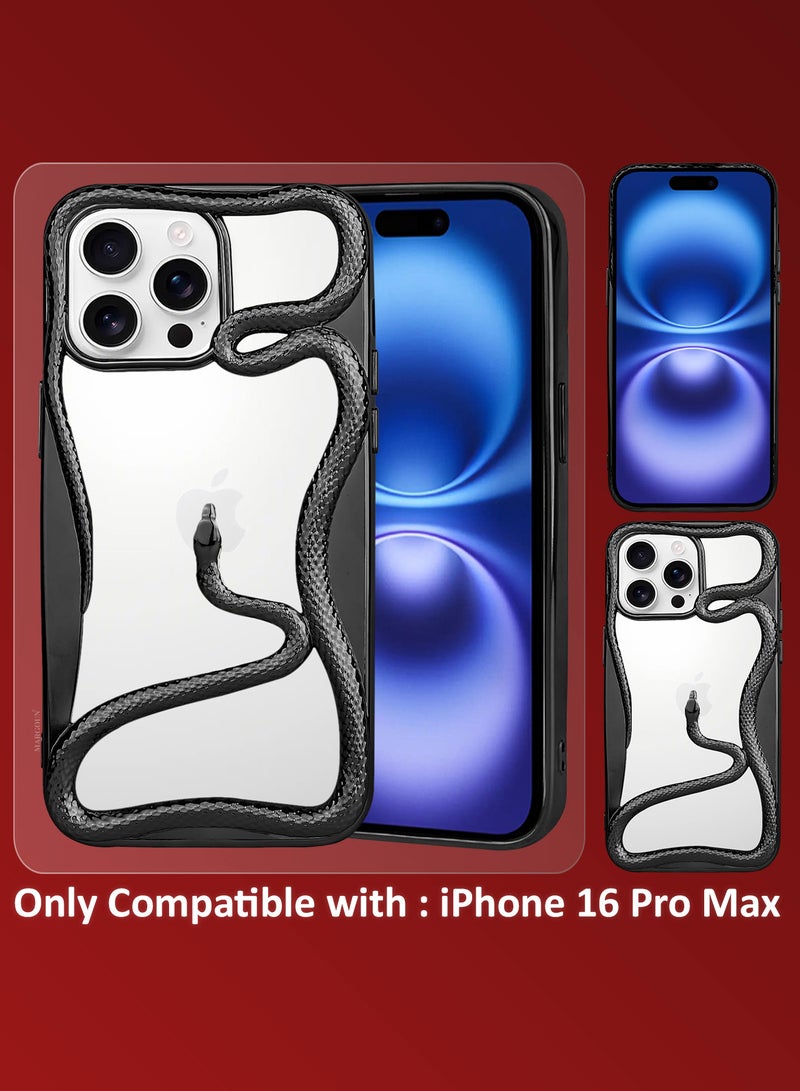 MARGOUN iPhone 16 Pro Max 2Packs Snake Case Cover Soft TPU and Glossy with 3D Shockproof Screen Protector Black-2s  - Image 4